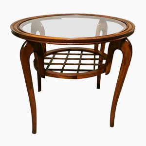 Mesa de centro italiana Art Déco con tablero de vidrio al estilo de Paolo Buffa, años 50