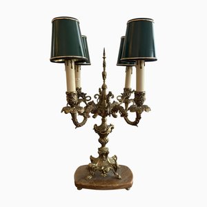 Vintage Brass Candelabra Table Lamp with Marble Base