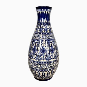 Very Large Hand-Painted Ceramic Floor Vase with Traditional Decor, Germany, 1992