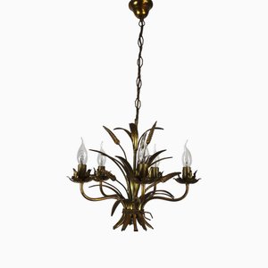 Lustre Hollywood Regency en Métal Plaqué Or, 1960s