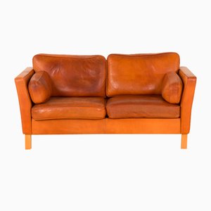 Coganc Anilne Leather 2 - Seater Sofa in the style of Borge Mogensen, Denmark, 1970s