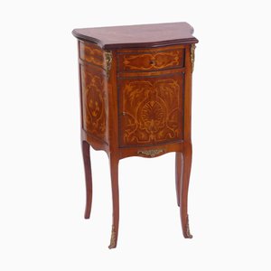 Antique English Marquetry Side Table with Brass