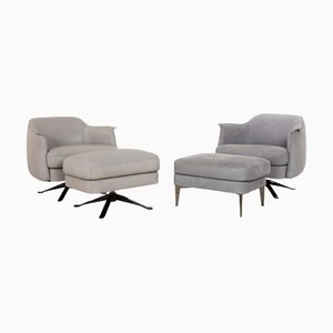 Set of Leather Armchair and Stool in Grey from Cierre Boheme