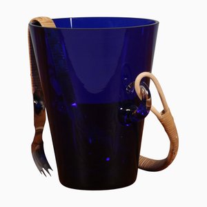 Ice Bucket in Glass & Cane from Holmegaard, 1960s