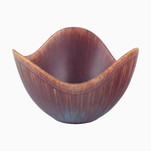 Bol Vintage en Céramique Vernie à Nuances Bleu-Marron par Gunnar Nylund pour Rörstrand, Suède