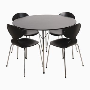 Model 3600 Table with Sea Chairs by Arne Jacobsen for Fritz Hansen, 1980s, Set of 5