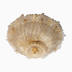 Plafón de Murano con flores grande de cristal dorado de Barovier & Toso, 1930