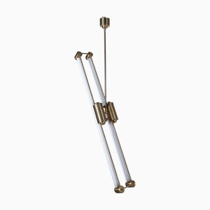 Art Deco Bauhaus Brass Counterbalance Pendant Lamp, Germany, 1930s