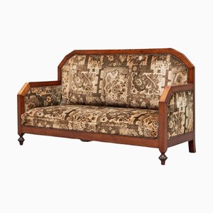 Divano Art Deco in legno e tapisserie, anni '20