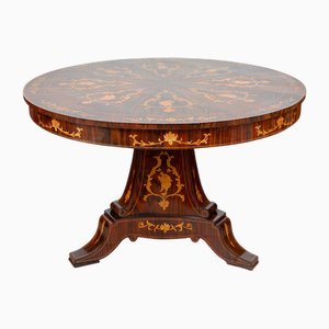 Antique Sicilian Table in Exotic Wood with Maple Inlays, 19th Century