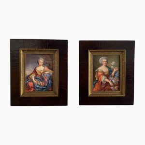 After Van Loo, Figurative Miniaturen, Gemälde, 2er Set