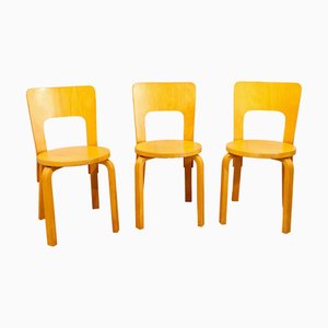 E66 Chairs attributed to Alvar Aalto for Artek, Finland, 1950s, Set of 3