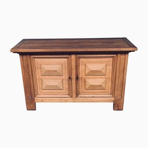 Brutalist Handcrafted Oak 2 Door Cabinet, Belgium, 1950s