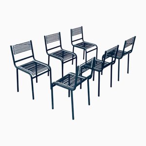 Postmodern SANDOWS Chairs attributed to Rene Herbst for Ecart International, 1980s, Set of 6