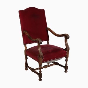 Antiker Barock Sessel aus Nussholz, 1880