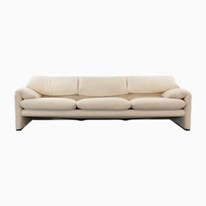 White Maralunga 3-Seater Sofa by Vico Magistretti for Cassina
