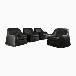 Ciprea Leather Armchairs by Afra and Tobia Scarpa for Cassina, 1960s, Set of 4
