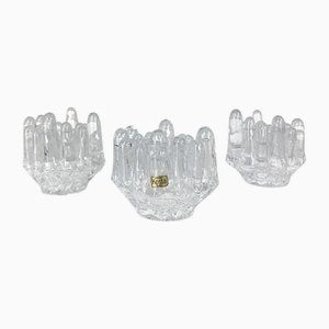 Sunflower Glass Candlesticks by Göran Wärff for Kosta Boda, Sweden, 1970s, Set of 3