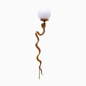 Cast Brass Cobra Wall Lamp attributed to Maison Jansen, 1950s