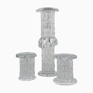 Portacandele in vetro di Göran Wärff per Kosta Boda, Svezia, anni '70, set di 3