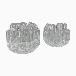 Sunflower Glass Candlesticks attributed to Göran Wärff for Kosta Boda, Sweden, 1970s, Set of 2