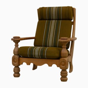 Mid-Century Modern Danish Oak High Back Armchair in Kjærnulf Style, 1960s.