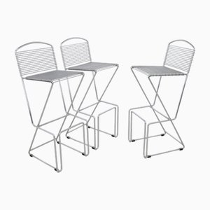 Tabourets de Bar Postmodernes en Métal Chromé par Til Behrens, 1980s, Set de 3