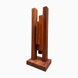 Jan Hoog, Escultura roja abstracta geométrica grande, 1983, cedro