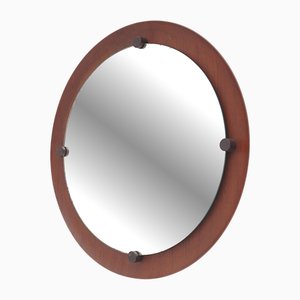 Round Mirror in Curved Plywood, 1960s