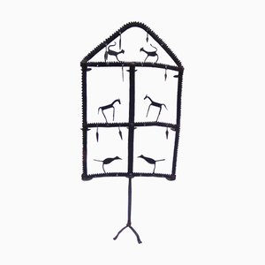 Wrought Iron Dividing Screen with Animal Decoration from Marolles, 1950s