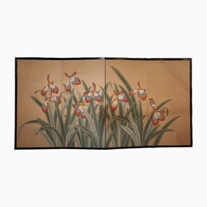 Blumenbemalter Paravent, 1920er-1940er