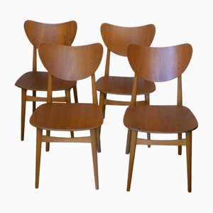 Teak Butterfly Dining Chairs, 1960s, Set of 4