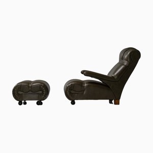 Sillón italiano con otomana de Luigi Caccia Dominioni, 1962. Juego de 2