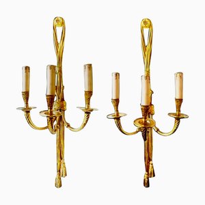 Large French Wall Sconces, 1950, Set of 2