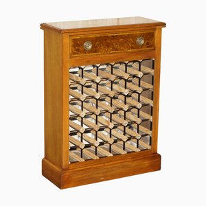 Reclaimed Burr Walnut Wine Bottle Rack Sideboard with Drawer