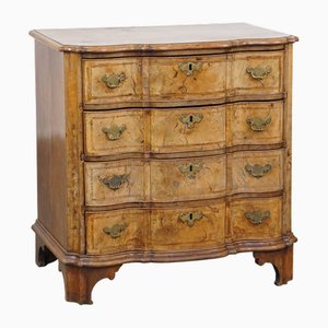 18th Century Baroque Organ-Curved Burr Walnut Wooden Chest of Drawers