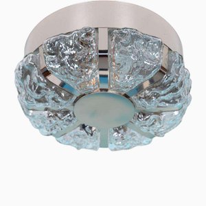 Space Age Wall Lamp in Glass & Chrome from Glashütte Limburg