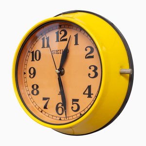 Orologio da parete vintage giallo verde di Seiko, anni '90