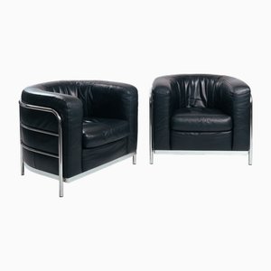 Zanotta Onda Geschwungene Ledersessel von Pas, Urbino & Lomazzi, 1980er, 2er Set