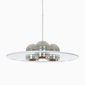 Lámpara colgante Lampros blanca de Ettore Sottsass para Stilnovo, 1970