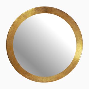 Spanish Round Gilded Brass Wall Mirror by Gony Nava, 1970s
