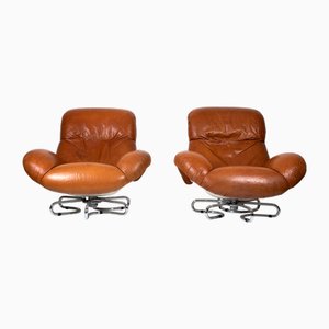 Poltrone in pelle attribuite a Bruno Gecchelin, 1961, set di 2