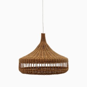 Mid-Century Modern Rattan Wicker Pendant Light, 1960s
