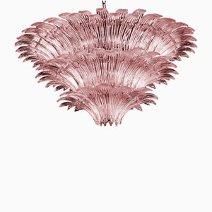 Pink Murano Palmette Chandelier, 1970s