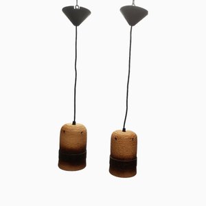 Vintage Ceramic Pendant Lamps, West Germany, 1970s, Set of 2