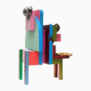 Pierre Caille, Escultura policromada escolar belga, años 80, madera pintada