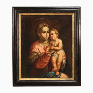 Artista italiano, Virgen con niño, 1670, óleo sobre lienzo, enmarcado