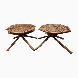 Set of Vintage African Rattan Stools, 1970s