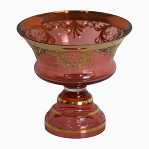 Bohemian Handpainted Art Glass Bowl, 1960s