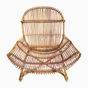 Fauteuil Modèle Oscar en Rotin Paolo Tilche par Paolo Tilche pour Bonacina, 1950s